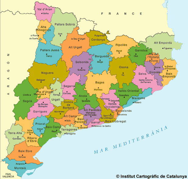 Mapa de comarques de Catalunya. | Geografia. El bloc de 2n de ...